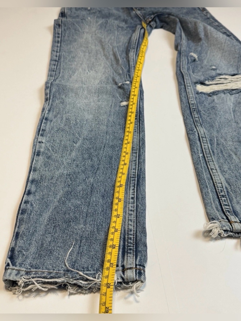 Free People We‎ The Free High-rise Straight Leg Distressed Jeans Size 24 Blue - Picture 7 of 9